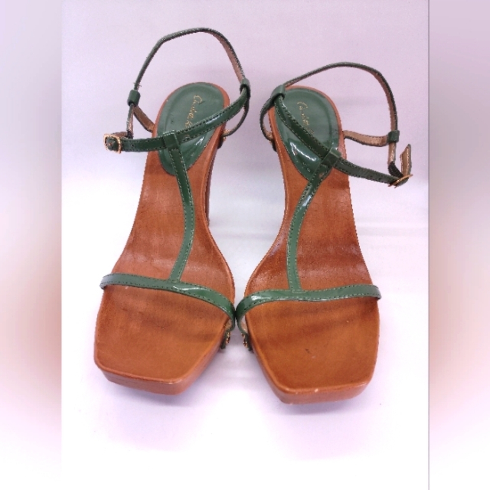Charlotte Russe Sage Green T Strap Sandals Heels